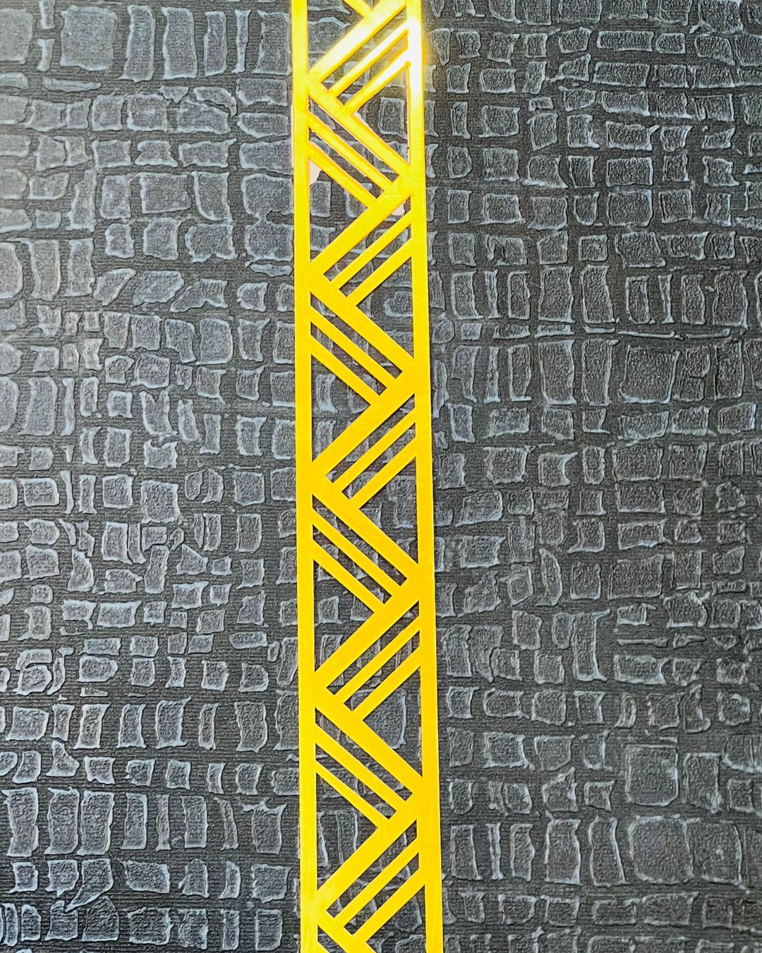 Geometric Strip Wall Art – Golden Acrylic Design