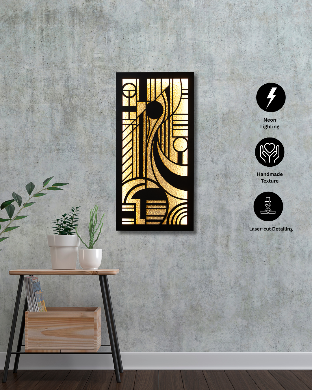 Geometric Neon Wall Art – Mdf material Laser Cut Design