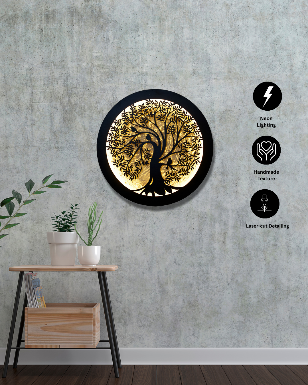 Golden Love Birds Tree Wall Art – Mdf material Laser Cut Design