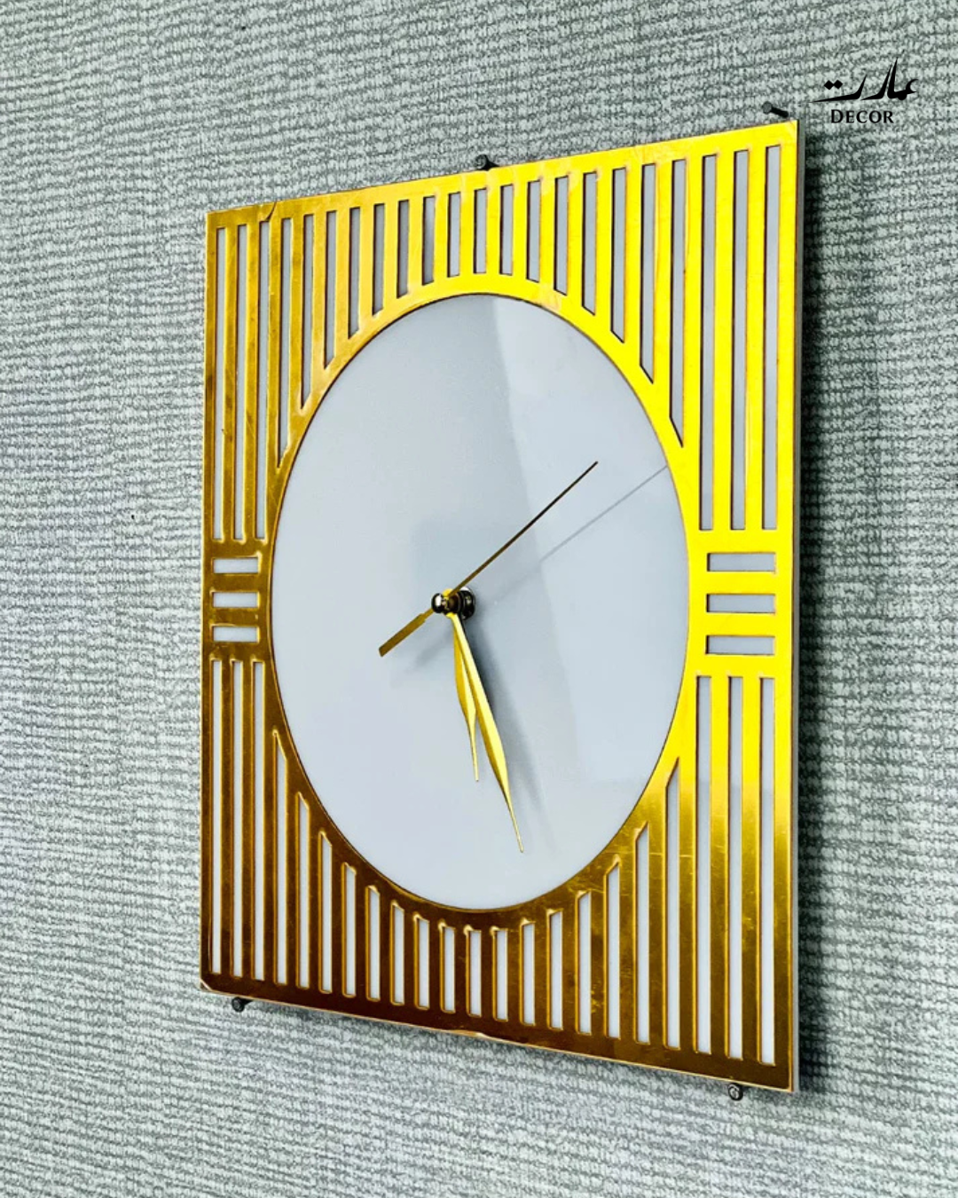 Luxury Gold Square Wall Clock – Elegant Minimalist Design