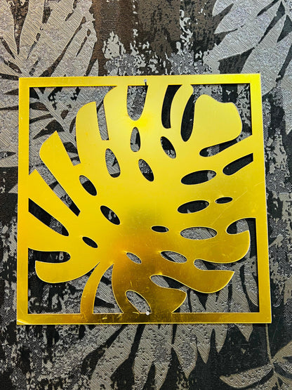 Tropical Bliss Acrylic Wall Art – Set of 3 (Golden Finish)