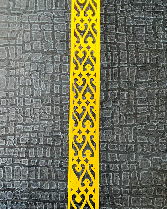 Floral Scroll Border Panel – Golden Acrylic Design