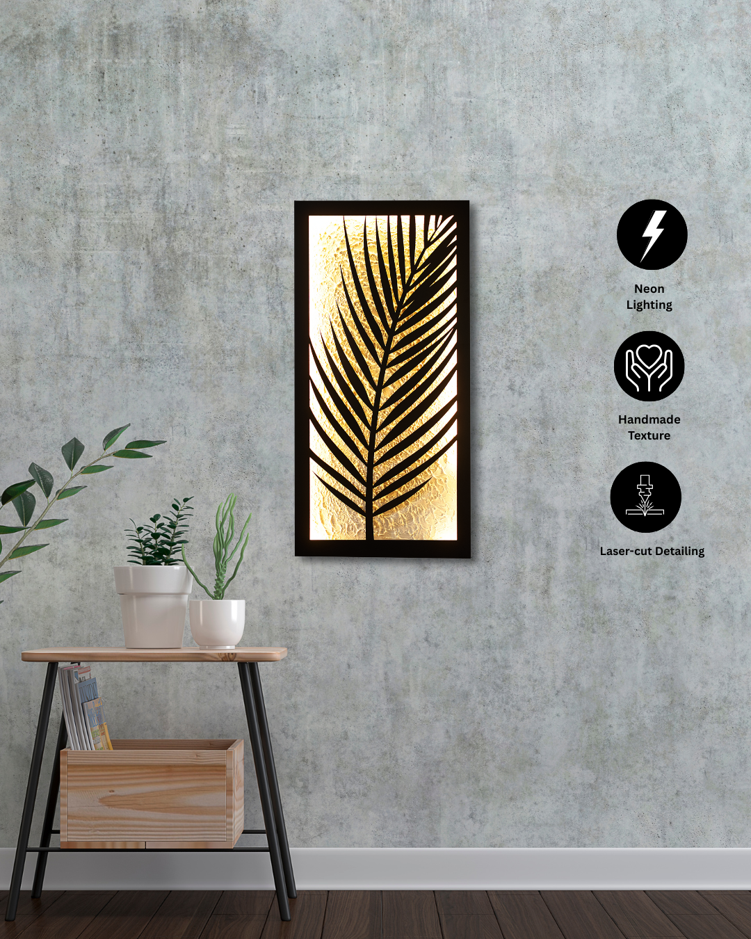 Golden Palm Leaf Wall Art – Mdf material Laser Cut Design