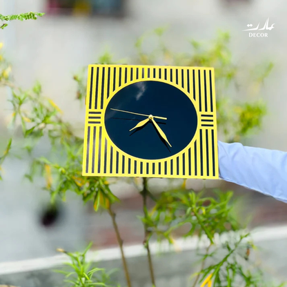 Modern Square Wall Clock – Black & Gold Elegance